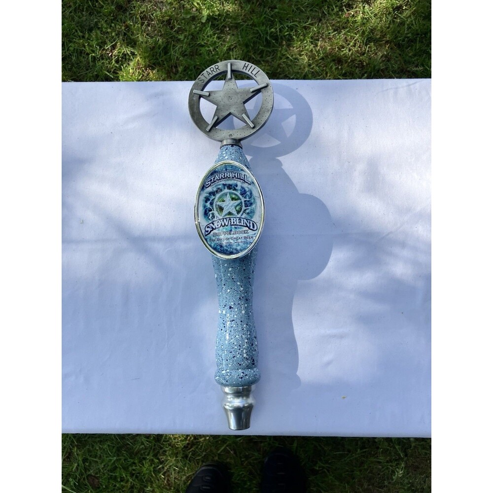 Starr Hill Snowblind Doppelbock Beer Tap Handle Man Cave Speckled Metal Star